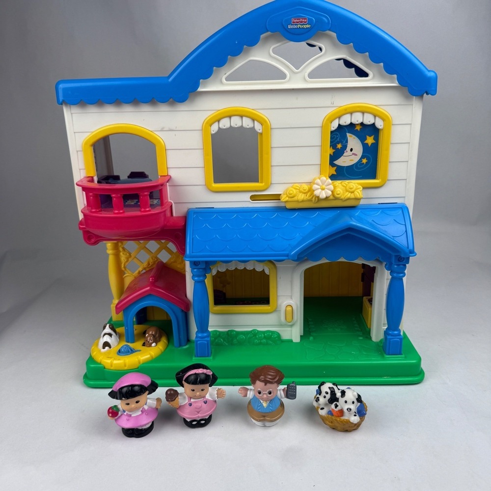 Fisher Price Little People 2006 Busy Day Doll House with Figures Works Tested